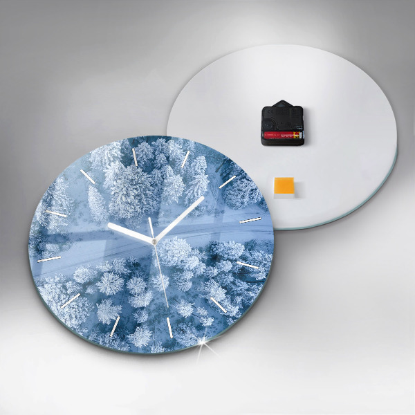 Horloge ronde Forêt en hiver