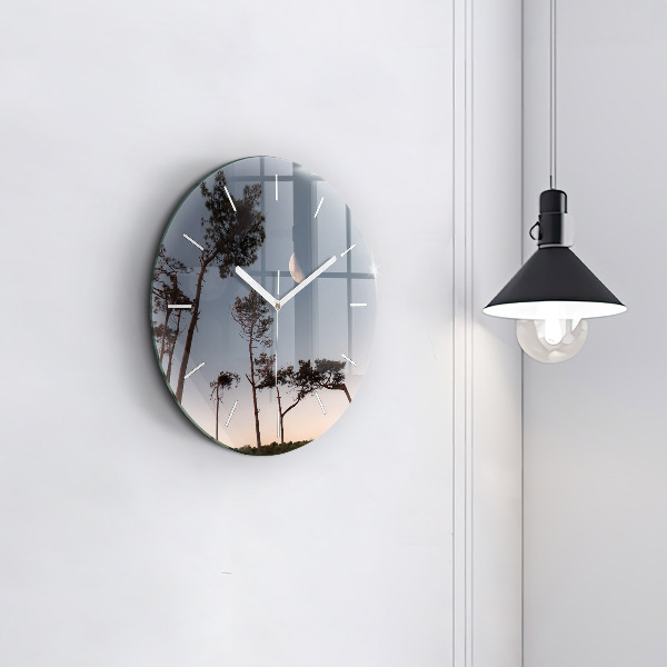 Horloge ronde Croissant et arbres