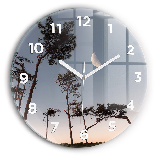 Horloge ronde Croissant et arbres