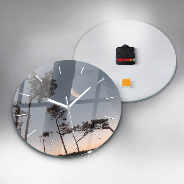 Horloge ronde Croissant et arbres
