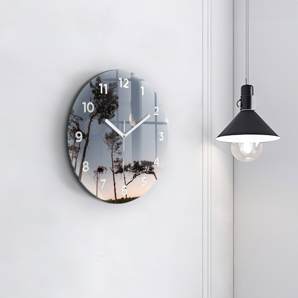 Horloge ronde Croissant et arbres