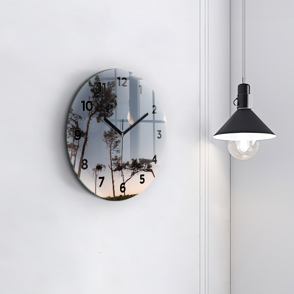 Horloge ronde Croissant et arbres