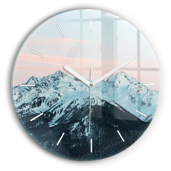 Horloge ronde Chaîne de montagnes en hiver