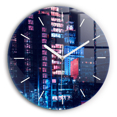 Horloge ronde Varsovie la nuit