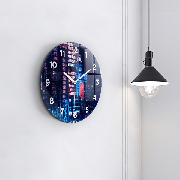 Horloge ronde Varsovie la nuit