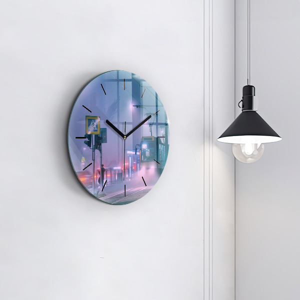 Horloge ronde Varsovie dans le brouillard