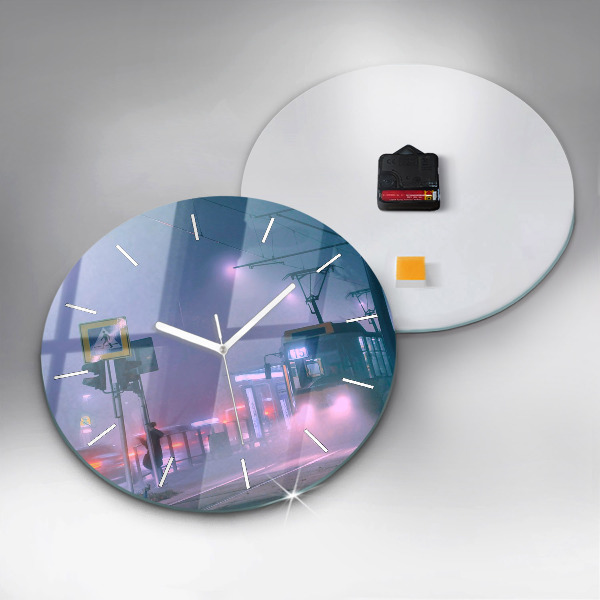 Horloge ronde Varsovie dans le brouillard