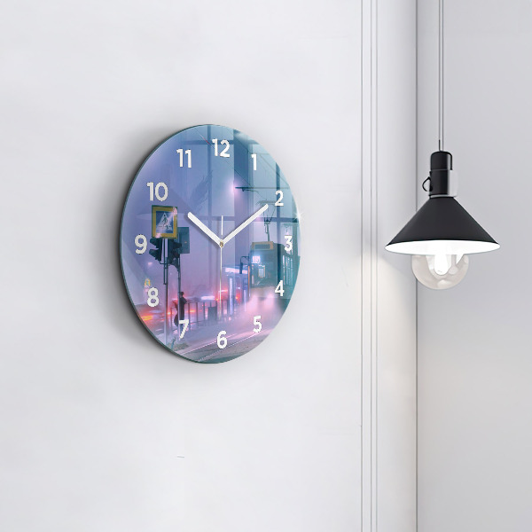 Horloge ronde Varsovie dans le brouillard