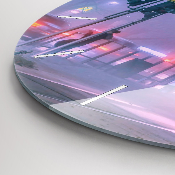 Horloge ronde Varsovie dans le brouillard