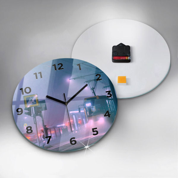 Horloge ronde Varsovie dans le brouillard