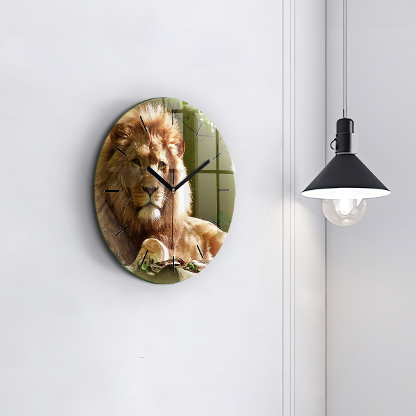 Horloge ronde 'Portrait d''un lion'