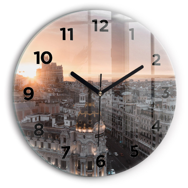 Horloge ronde Villes au coucher du soleil