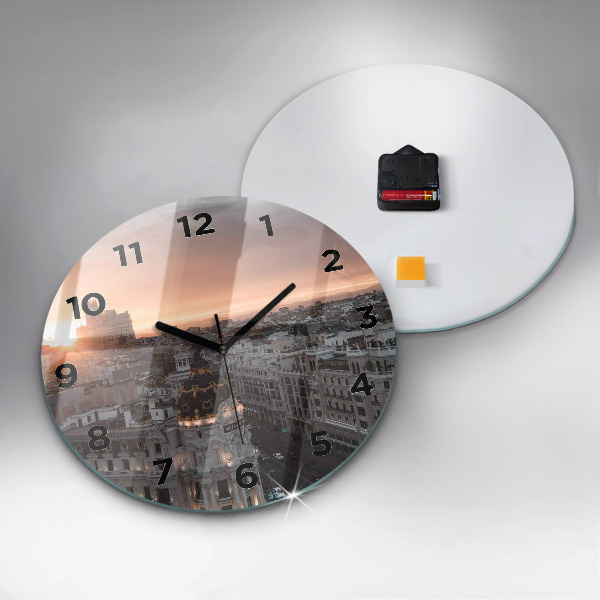 Horloge ronde Villes au coucher du soleil