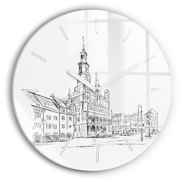 Horloge ronde Croquis de la vieille ville de Poznań