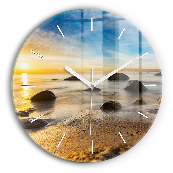 Pendule murale ronde Lever de soleil sur la mer Baltique