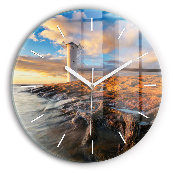 Horloge ronde Le phare et la mer Baltique