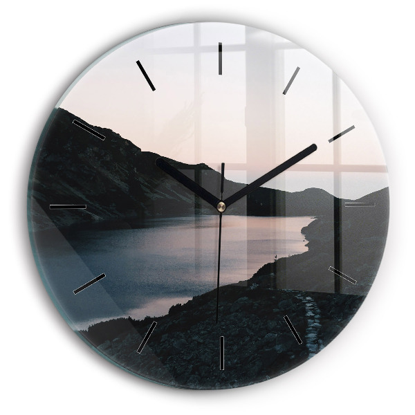 Horloge ronde Lac et montagnes