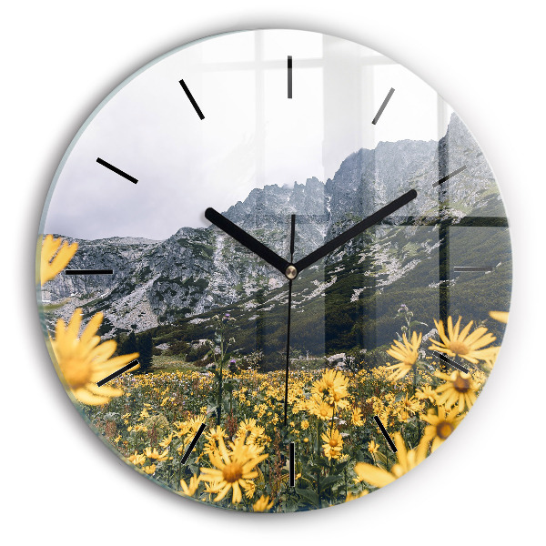 Horloge ronde Fleurs des prés dans les montagnes