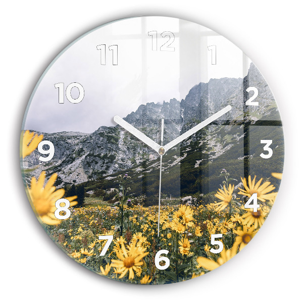 Horloge ronde Fleurs des prés dans les montagnes