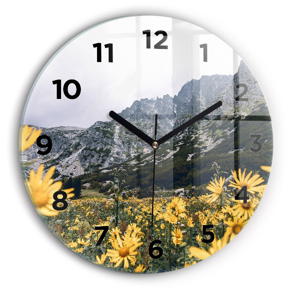 Horloge ronde Fleurs des prés dans les montagnes
