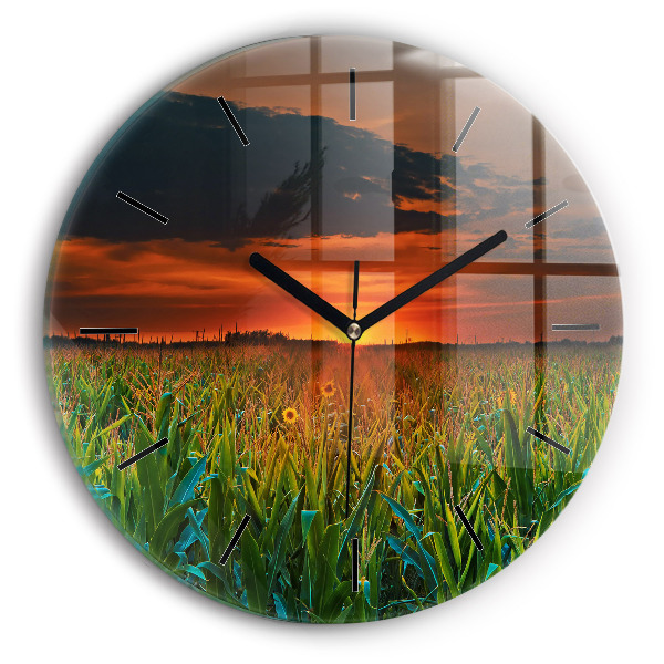 Horloge ronde Tournesols dans le pré