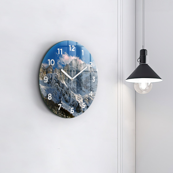 Horloge ronde Montagnes sous le ciel bleu