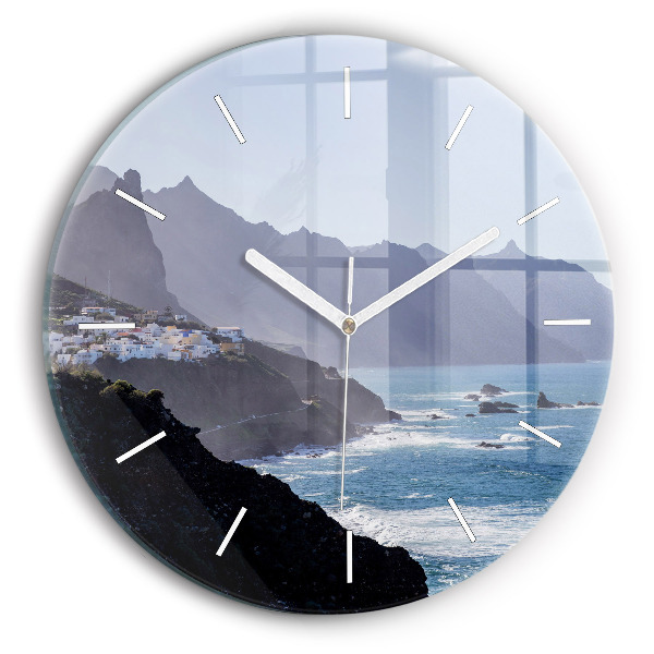 Horloge ronde 'Montagnes au bord de l''océan'