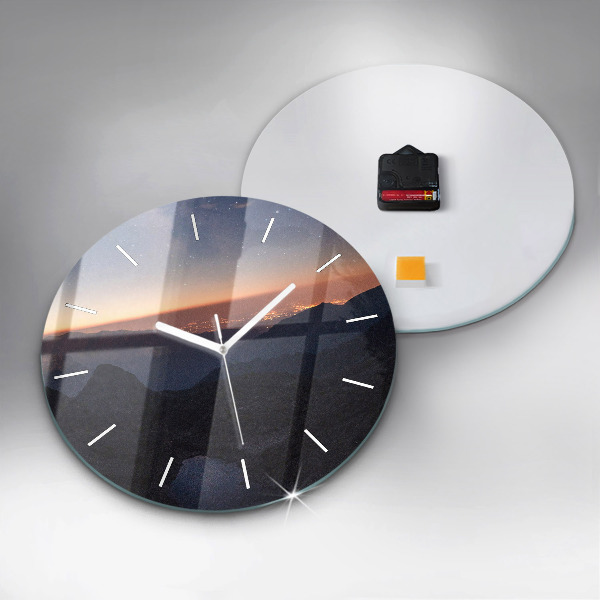 Horloge ronde Montagnes au coucher du soleil