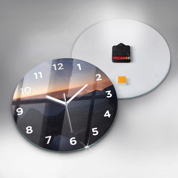 Horloge ronde Montagnes au coucher du soleil
