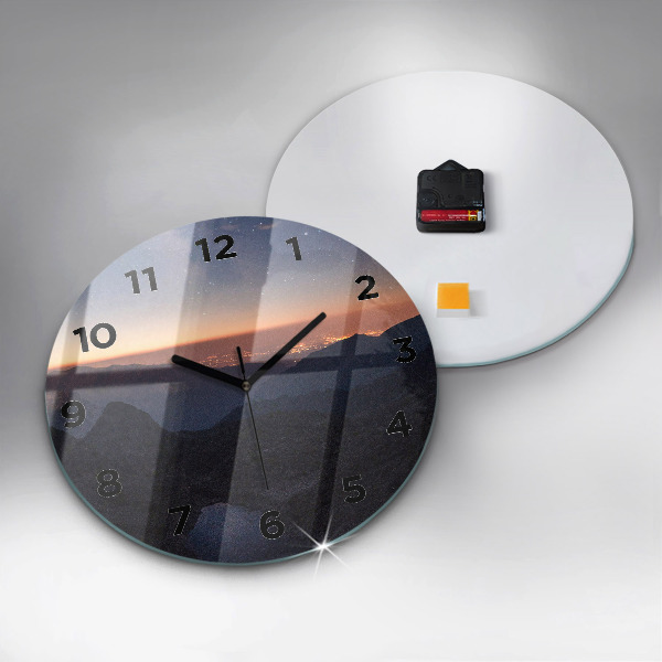 Horloge ronde Montagnes au coucher du soleil