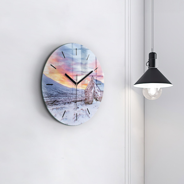 Horloge ronde Chalet à la montagne