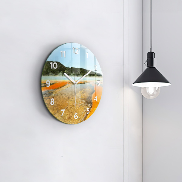 Horloge ronde Lac avec montagnes