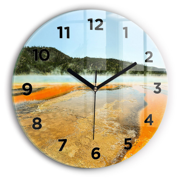 Horloge ronde Lac avec montagnes