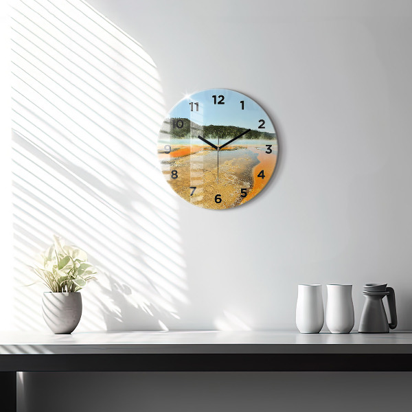 Horloge ronde Lac avec montagnes
