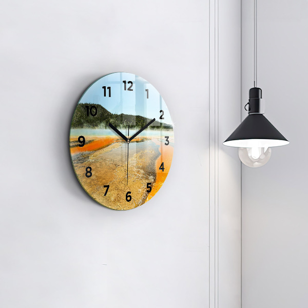 Horloge ronde Lac avec montagnes