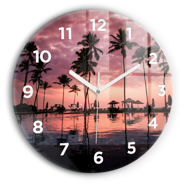 Horloge ronde Palmiers à Hawaï