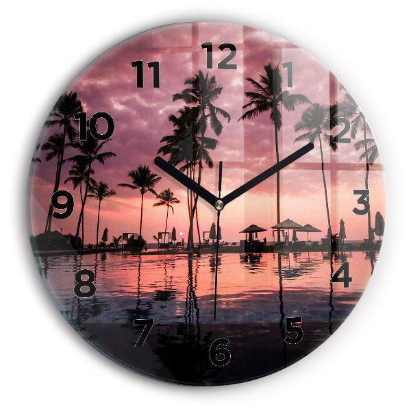 Horloge ronde Palmiers à Hawaï