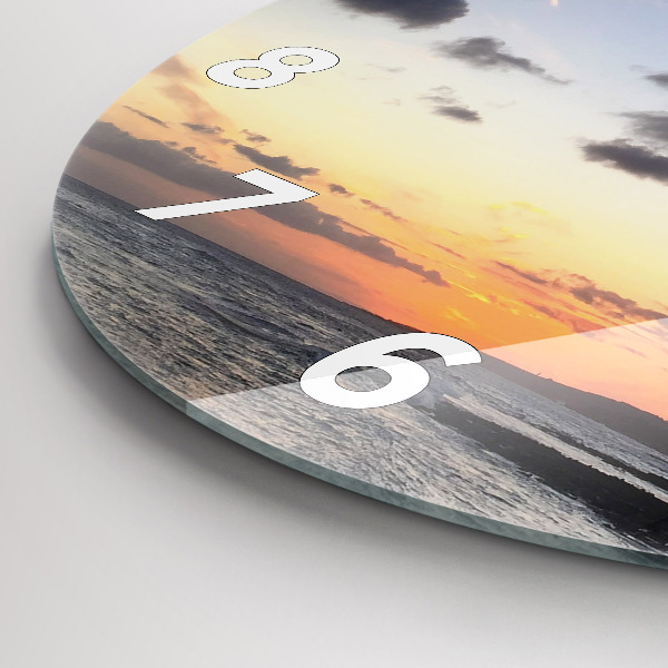 Horloge ronde Palmier et lever de soleil