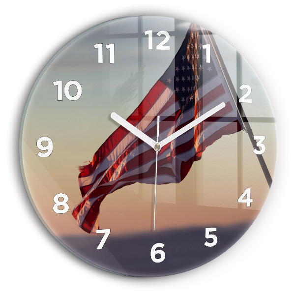 Horloge ronde Drapeau des États-Unis flottant