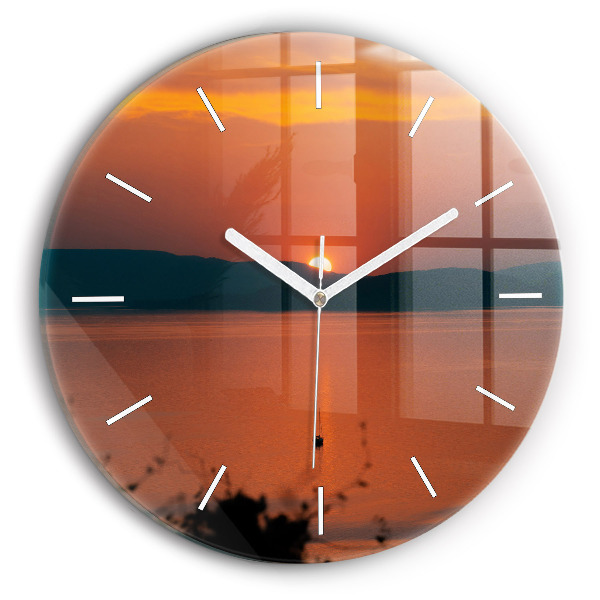 Horloge ronde Le lac Balaton le soir