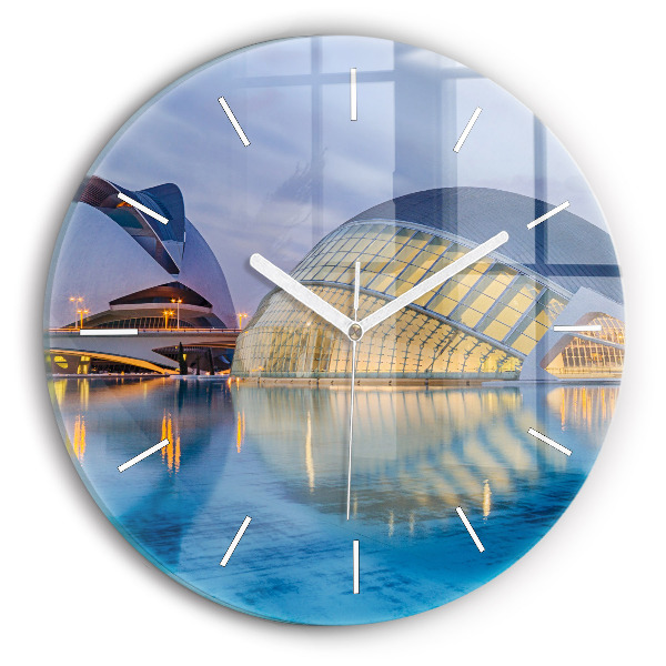 Horloge ronde Coucher de soleil sur la ville