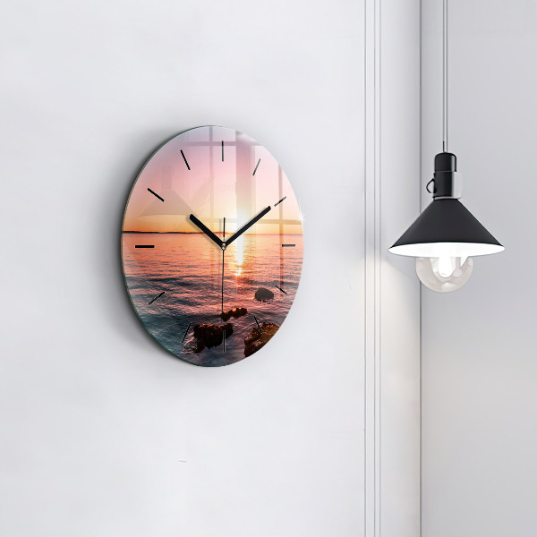Horloge ronde Rochers au coucher du soleil