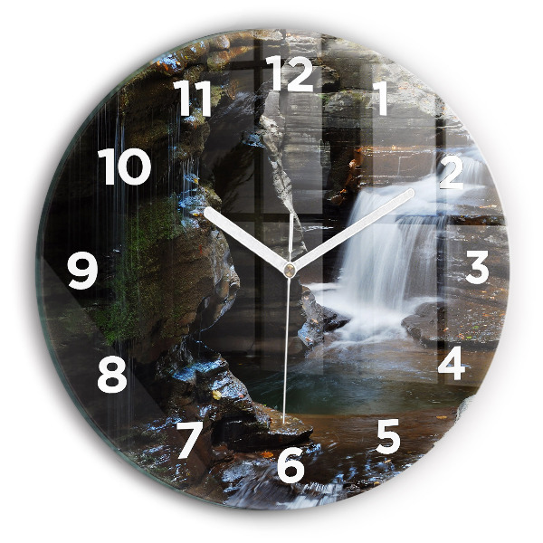 Horloge ronde 'Cascade et rochers d''Islande'