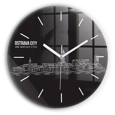 Horloge ronde 'Dessin de la ville d''Ostrava'