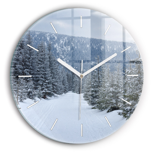 Horloge ronde Les monts des Géants tchèques en hiver