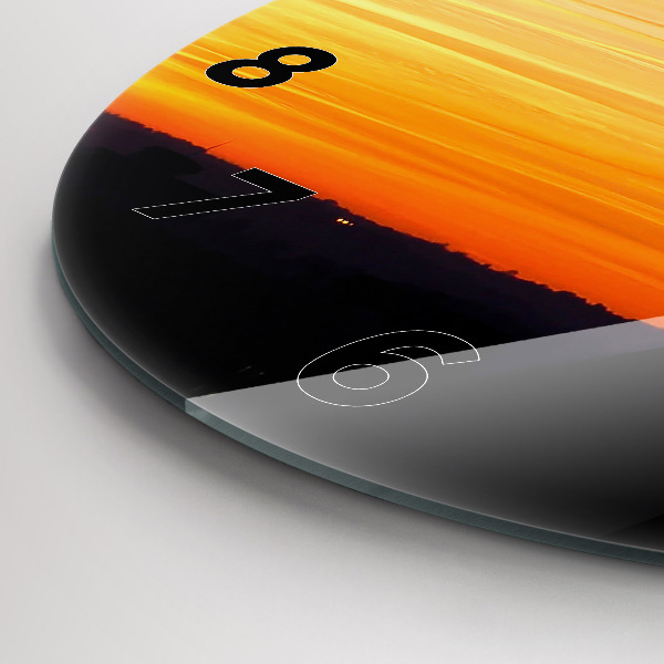 Pendule murale ronde Bâtiment et coucher de soleil