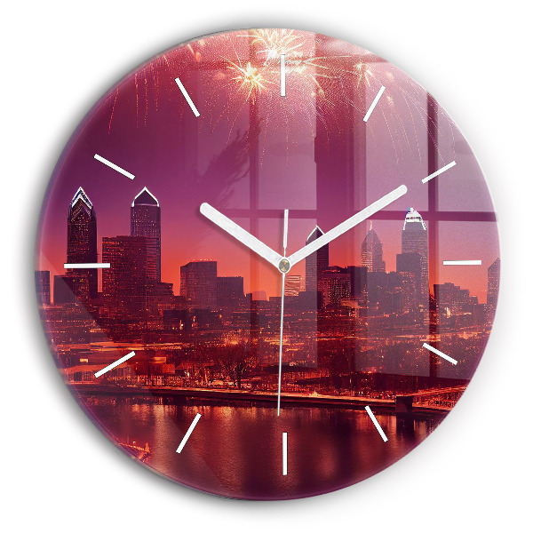 Horloge ronde La ville de Philadelphie la nuit