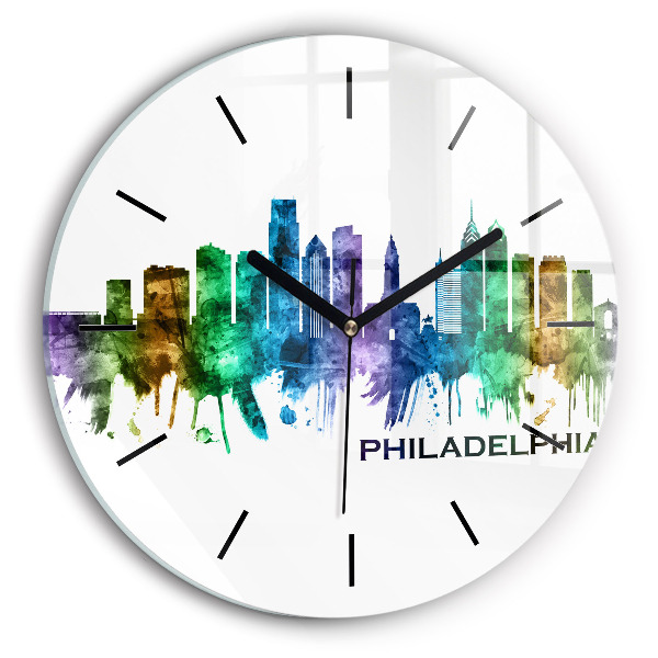 Horloge ronde Philadelphie colorée