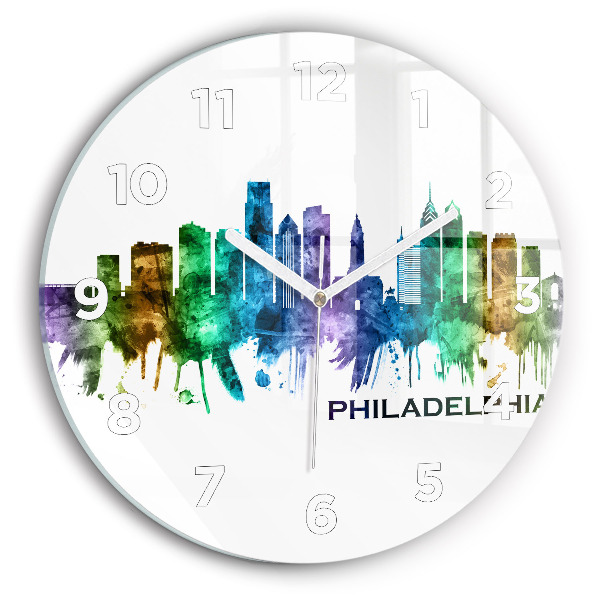 Horloge ronde Philadelphie colorée