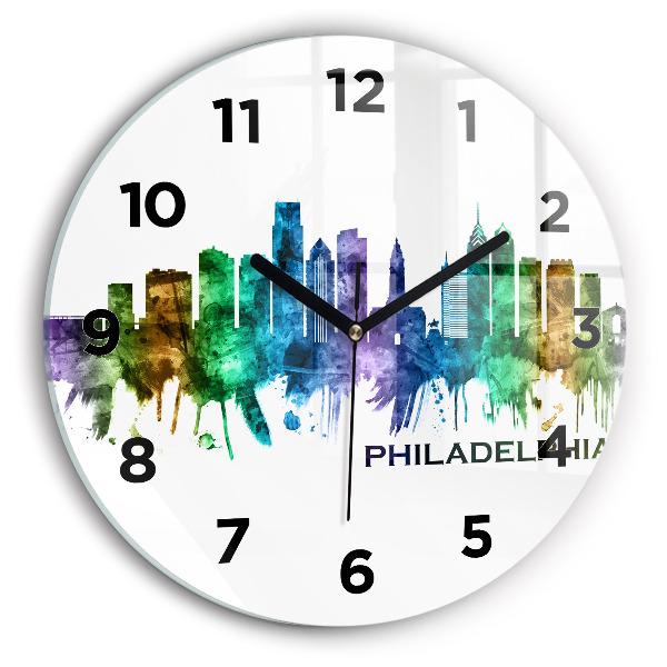 Horloge ronde Philadelphie colorée